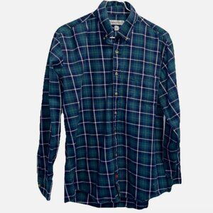 Men's Southern Point Button Down Shirt Small Blue & Green Plaid EUC